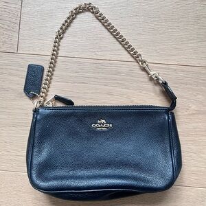 Coach Nolita 19 Pebbled Leather Wristlet with Gold Chain Strap